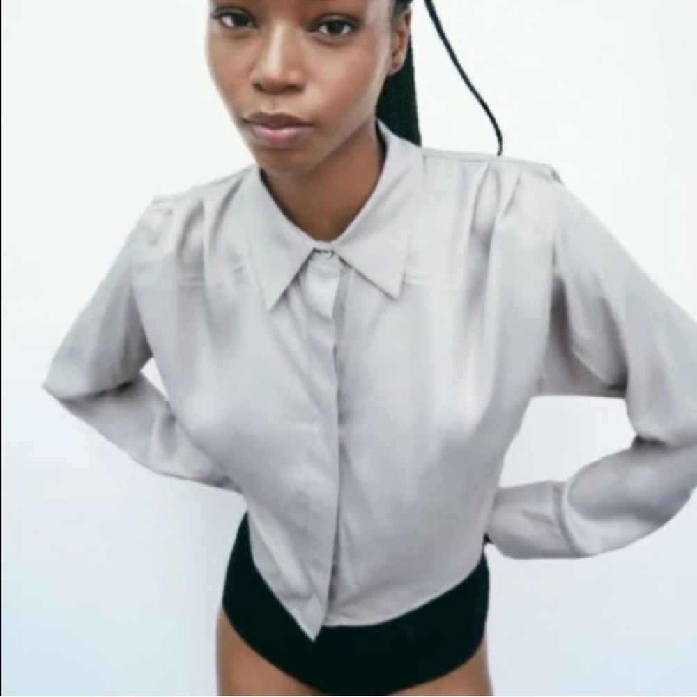 Zara Ruched Satin Effect shirt - Picture 2 of 8